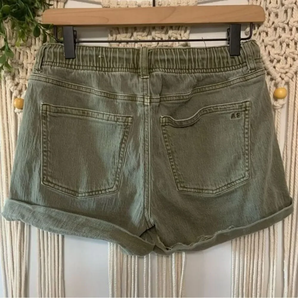 AMERICAN EAGLE‎ Women’s Tomgirl Olive Green Drawstring Cuffed Shorts Size 0 - Picture 5 of 14
